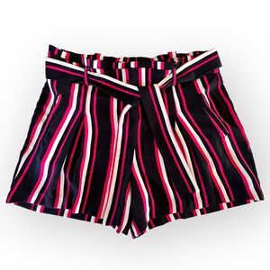 Torrid Hot Shorts Black Pink White Striped Plus Size Paper Bag Waist Size 20